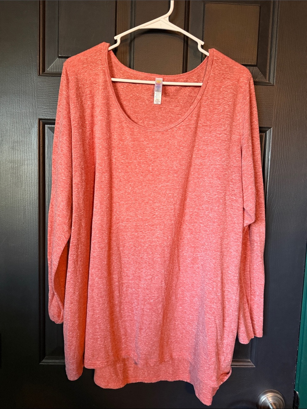 LuLaRoe Long Sleeve Scoop Neck Top in Coral Pink